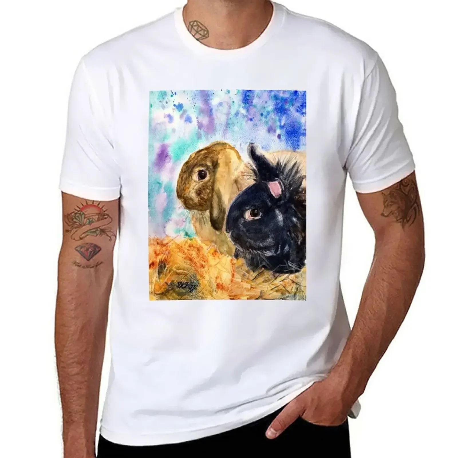 cute tops Aesthetic clothing quick drying mens champion t shirts Alfie and Fearne: A watercolour portrait T-Shirt  harajuku