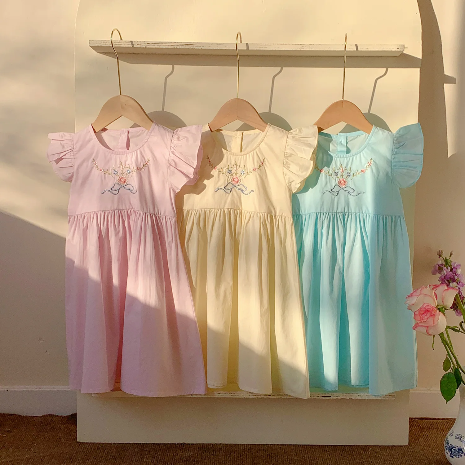 HOT French Embroidered Flower Girls Vest Dress Sweet Summer 2026 Style Fairy Tale Princess Skirt for Kids Baby Princess Gown