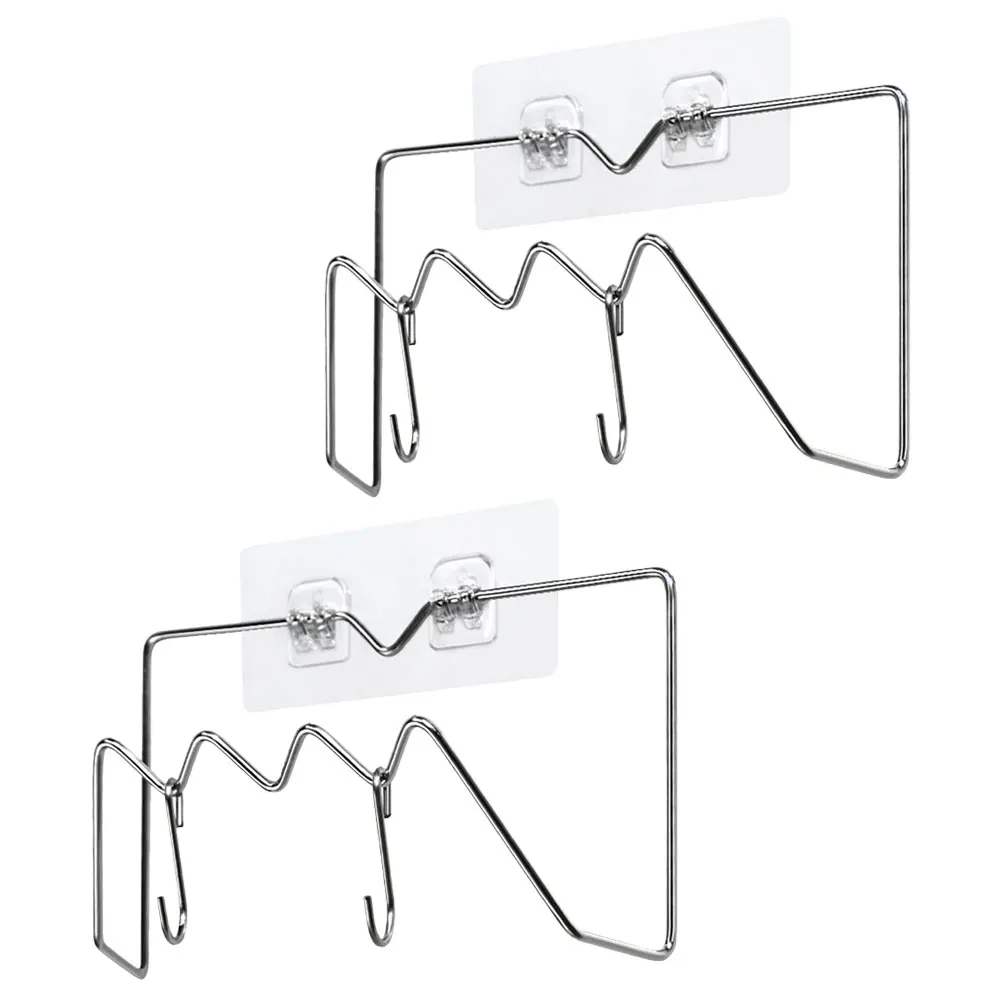 

2pcs Wall-Mounted Stainless Steel Lid Holders Pot Cover Rack Organizer Kitchen Gadgets No Installation