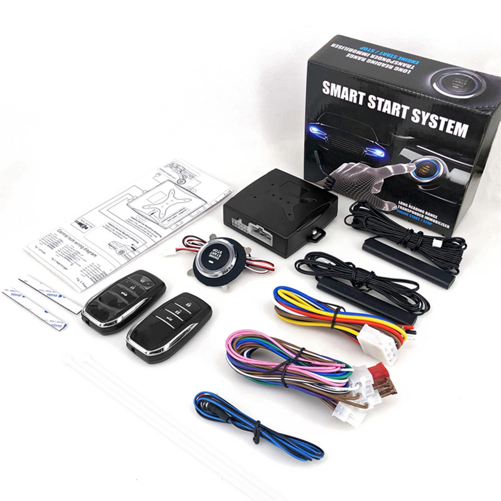 12v sistema de entrada sem chave botões de partida e parada do carro kit chaveiro fechadura da porta central com controle remoto universal