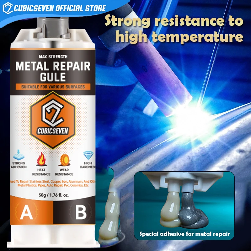 

Cubicseven Strong Metal Repair AB Glue Welding Metal Heat Resistance Industrial Repair Agent High Strength Bonding Sealant Weld