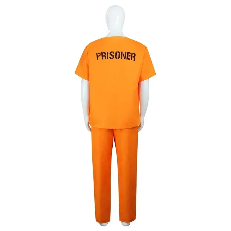 Adult Inmate Costume Orange Prisoner Jumpsuit Jailbird Outfit for Orange Prisoner Costume Men Jail Jumpsuit Costume