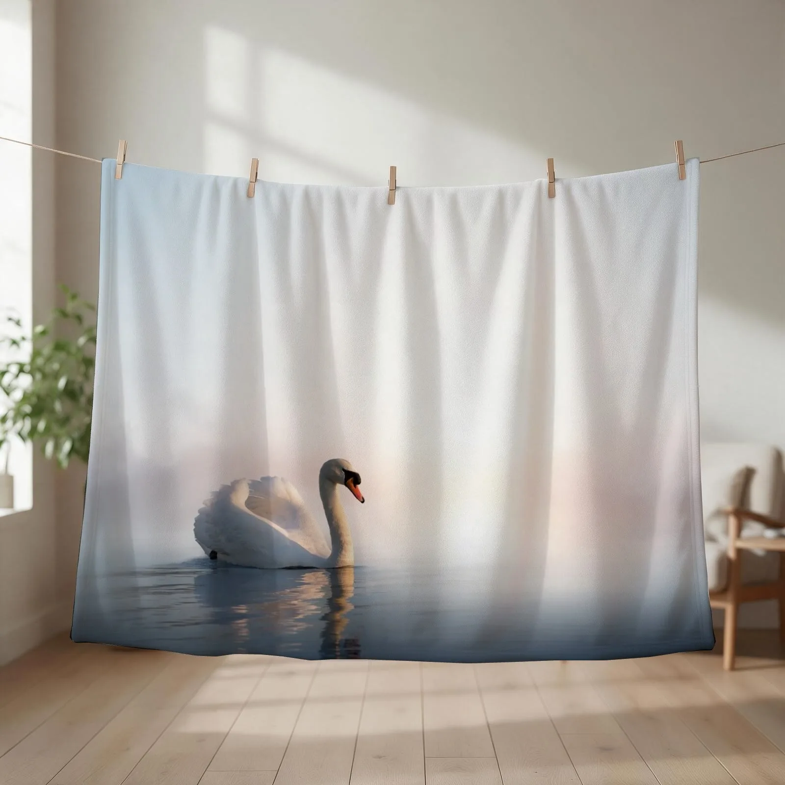 New Swan Sunrise Throw Blanket Thermal warm winter Luxury christmas decoration Blankets