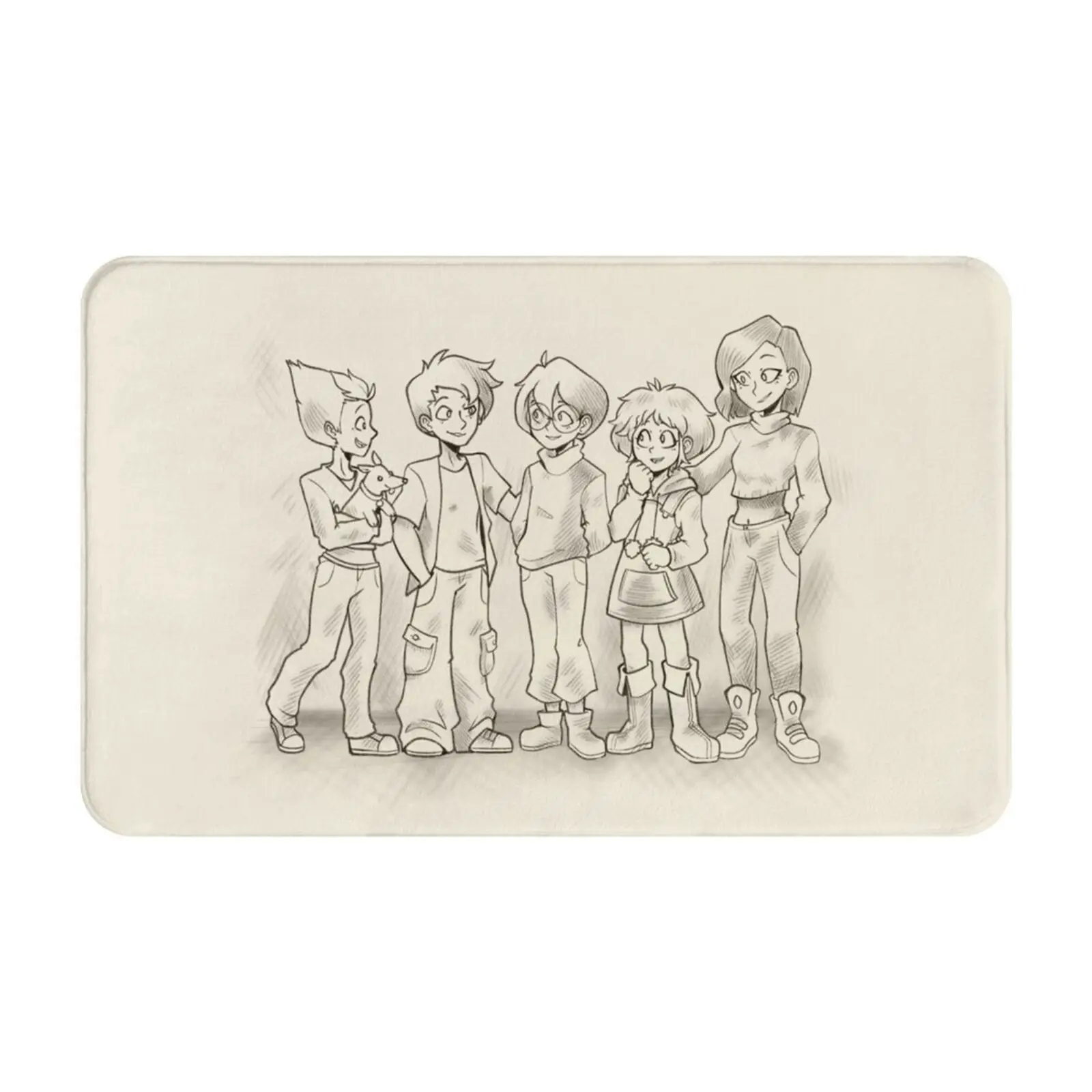 Group Photo! The Lyoko Soft Cushion Car Home Carpet Door Mat Code Lyoko Aelita Yumi Ulrich Odd Jeremy Kiwi