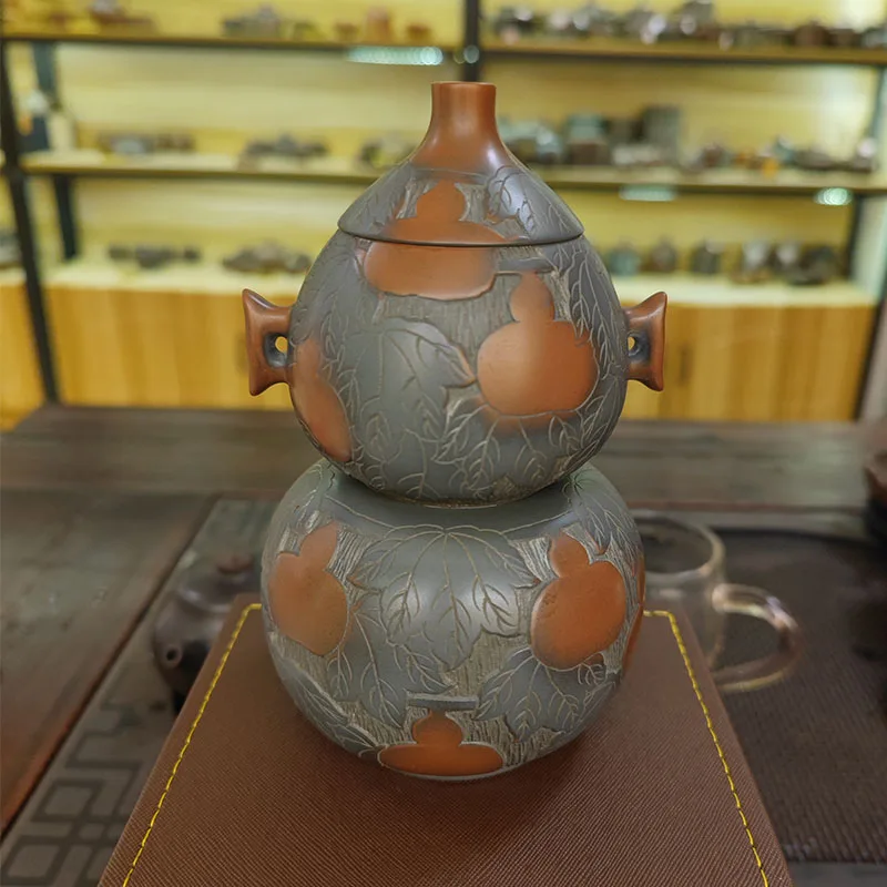 Hand Made Hulu Special Tea Pot Set Bronze Nixing Tao Clay Teapots Easy Using for Brewing All Tea Not Yixing Kettles