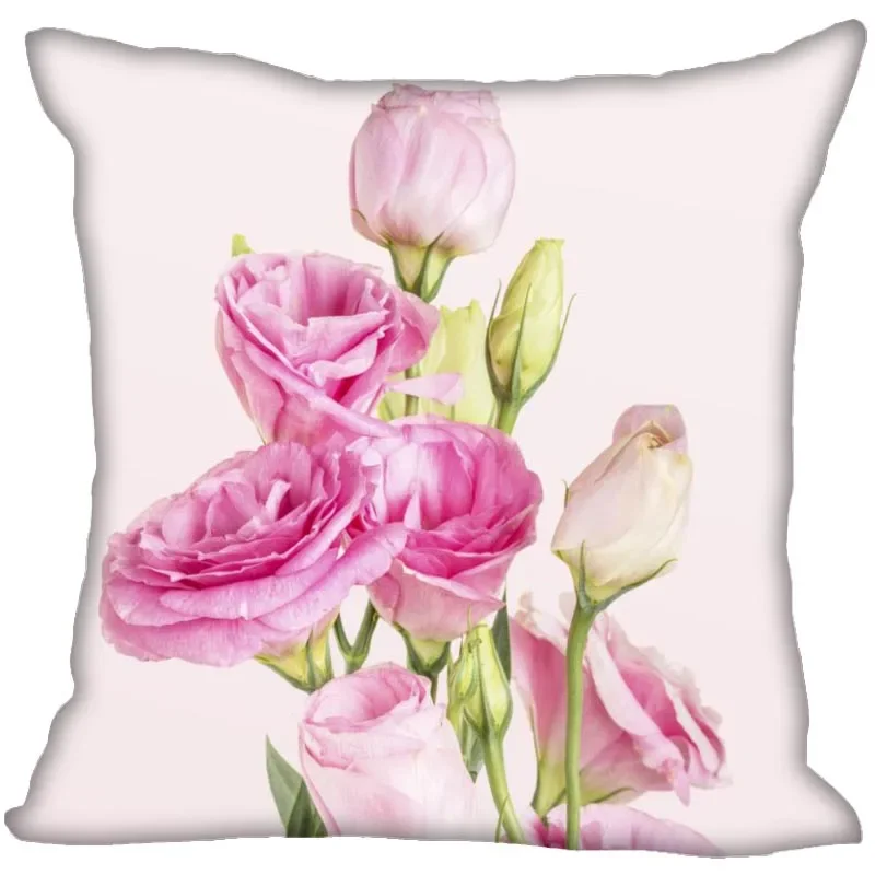 Pink Roses Pillow Case For Home Decorative Satin Pillows Cover Invisible Zippered Throw Cushions Cover 11-4