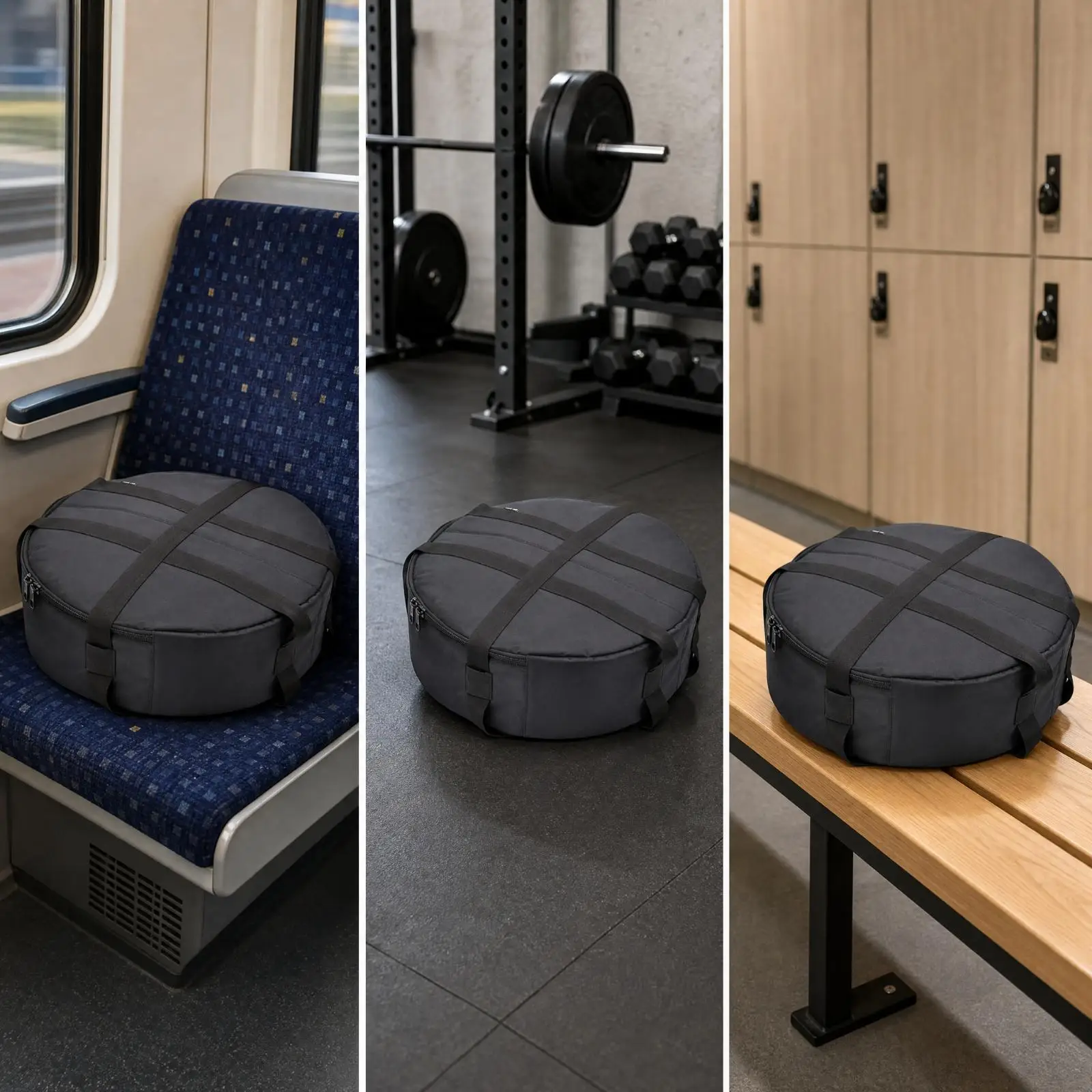 Round Backpack-Style Fitness Disc Bag Lightweight Padded Fitness Disc Storage Bag Adjustable for Strength Trainers, Equipment