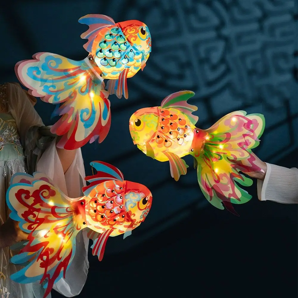 Handheld Goldfish Lantern DIY Material Bag Waterproof Mid-Autumn Festival Lantern DIY Good Luck Blessings Lucky Fish Lantern