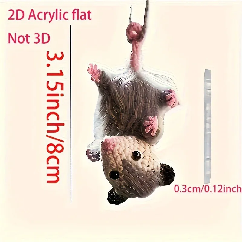New Flat Acrylic Hanging Mouse Interior Rearview Mirror Decoration Keychain Animal Jewelry Accessory Pendant Hanging Ornament