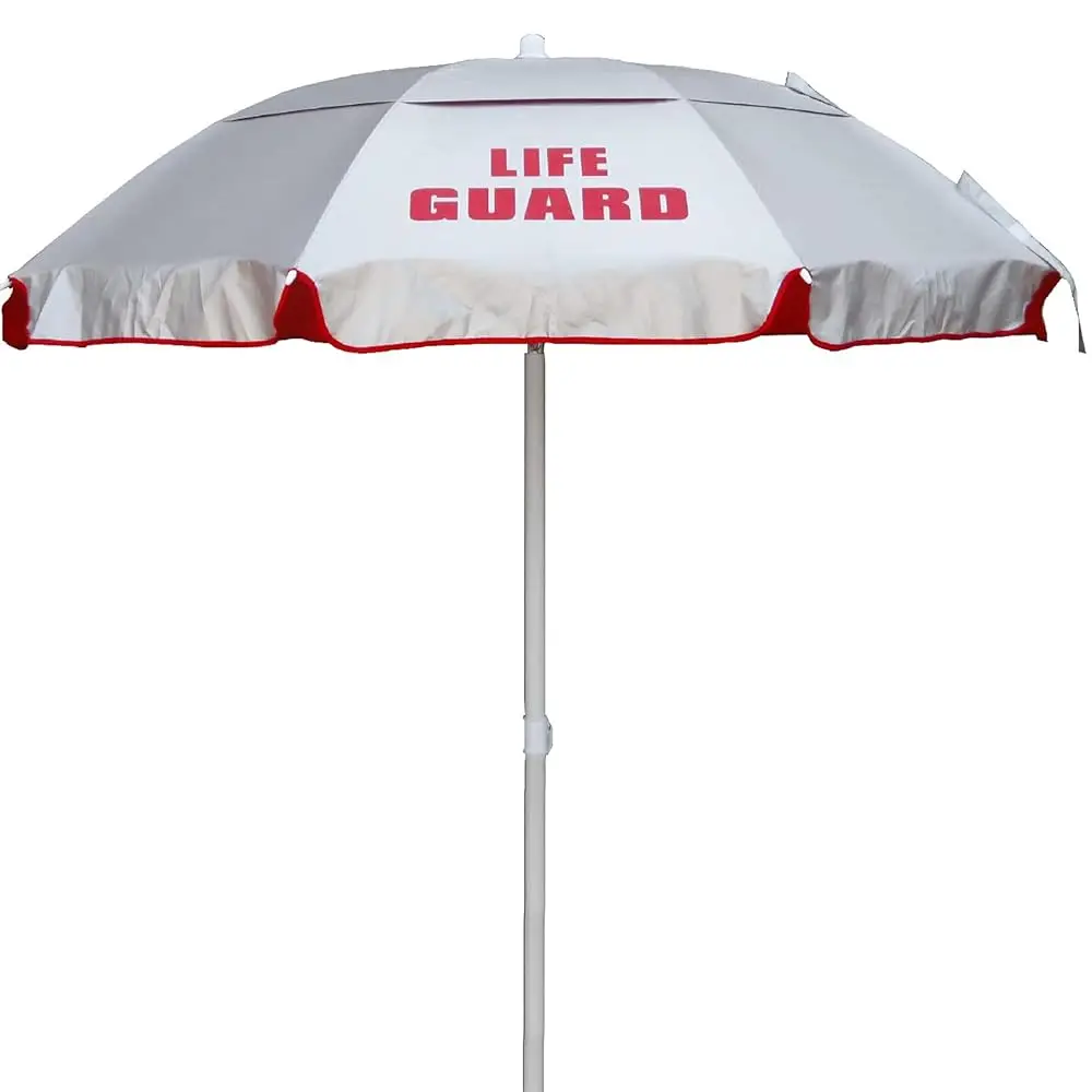 

Lifeguard Solar Umbrella - Patio, Beach & Outdoor Umbrella With 45° Tilt & Carry Case - Portable For Lifeguard Chair - Silver