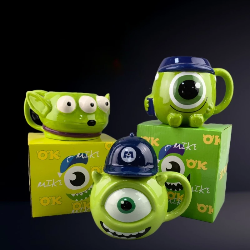 

Disney Cartoon Mug Monsters University Mike Wazowski Sullivan Anime Figures Three-dimensional Water Cup Kawaii Student Milk Cup