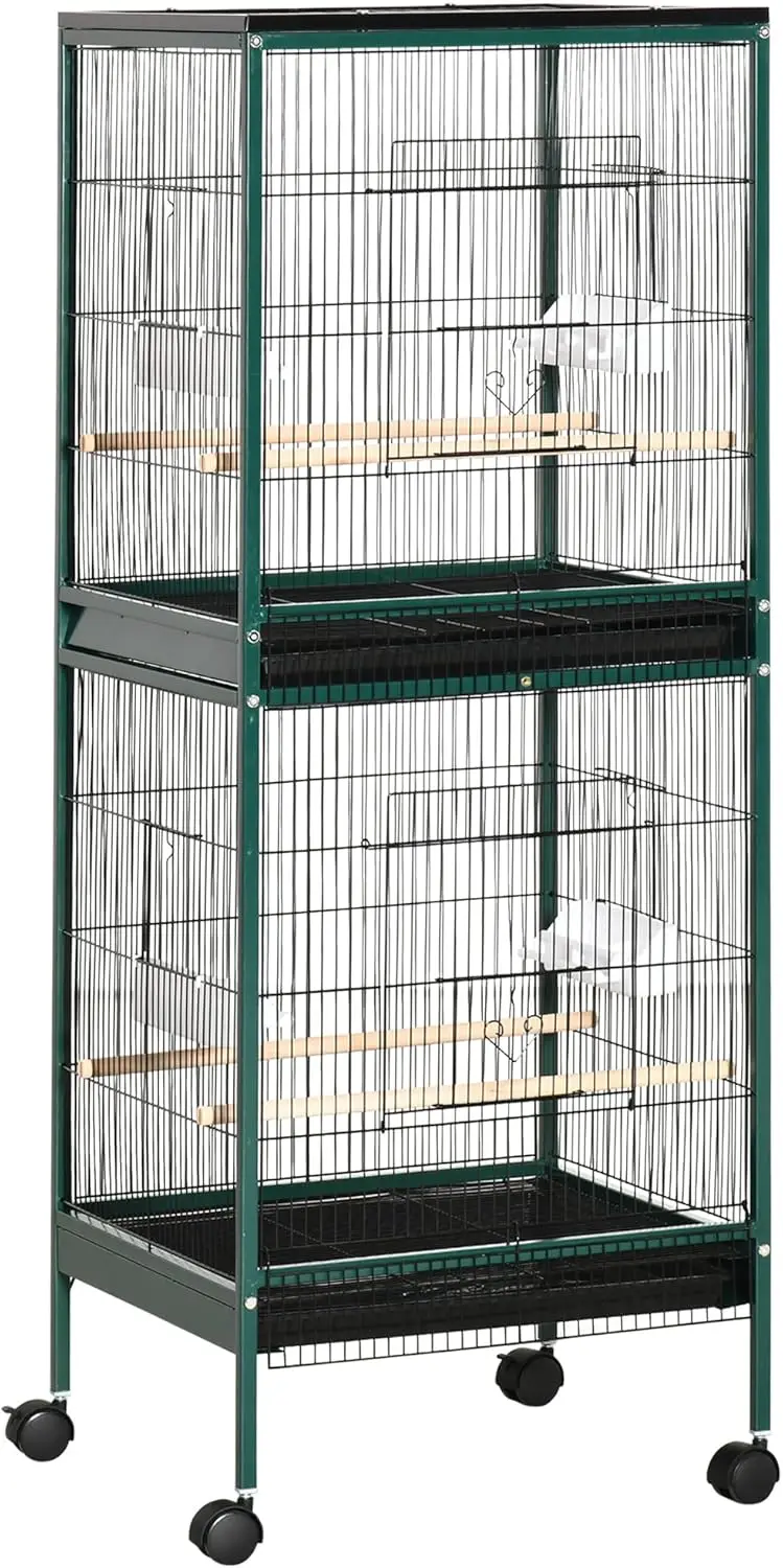 Large Bird Cage with 1.7ft. Width for Wingspan Bird Aviary Indoor with Multi-Door Design Fit for a Canary Finch Conure 55