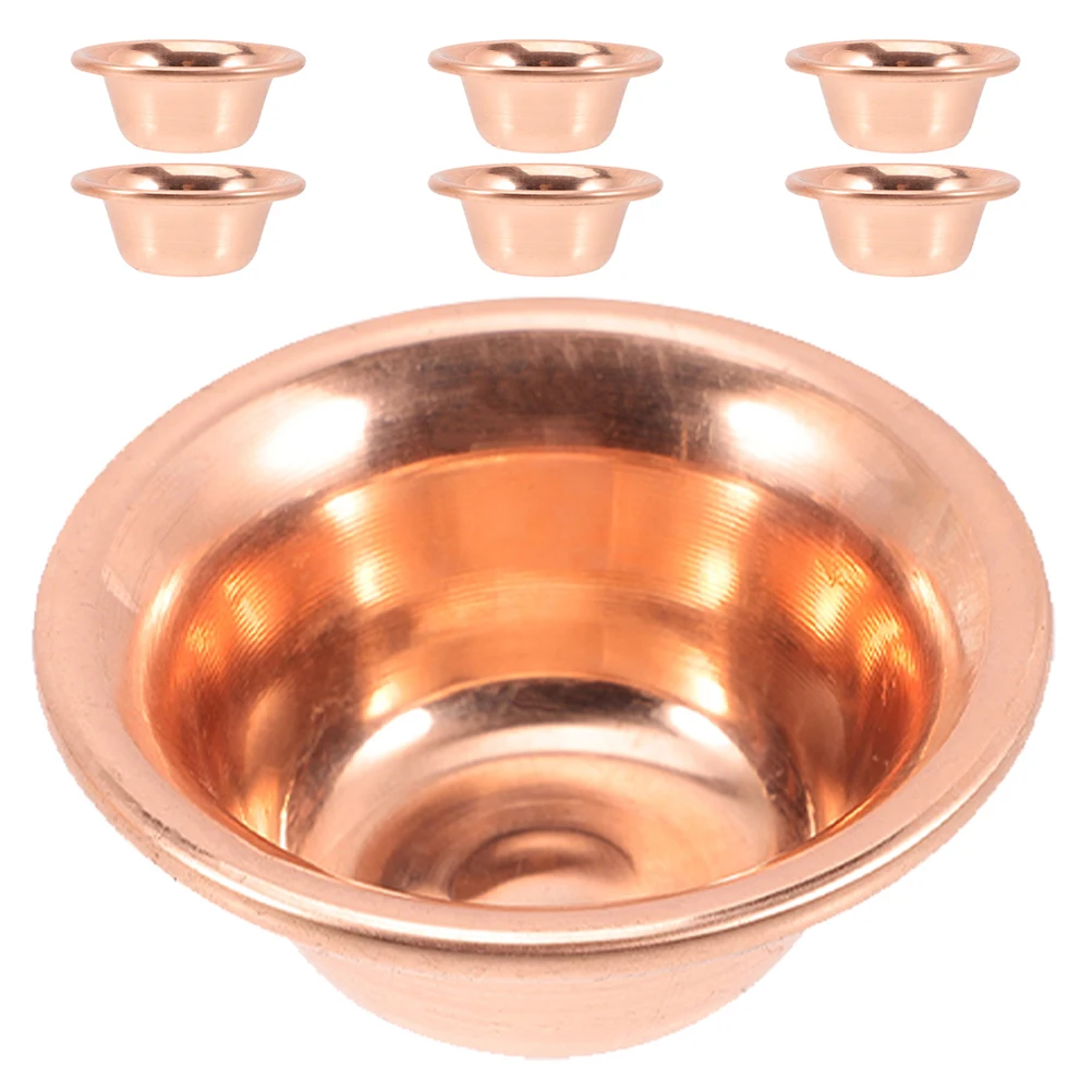 

7 Pcs Bowl Set Ritual Plate Dish Copper Incense Burner Offering Buddha Holder