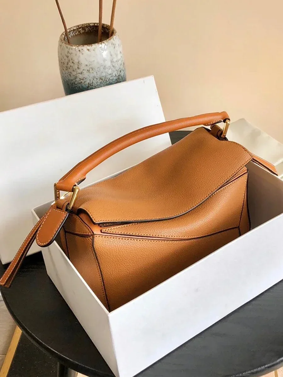 Fashion Leather Geometric Puzzle Bag Women's High-end Texture Luxury Design Handbag Single Shoulder Slant Cross Small Square Bag