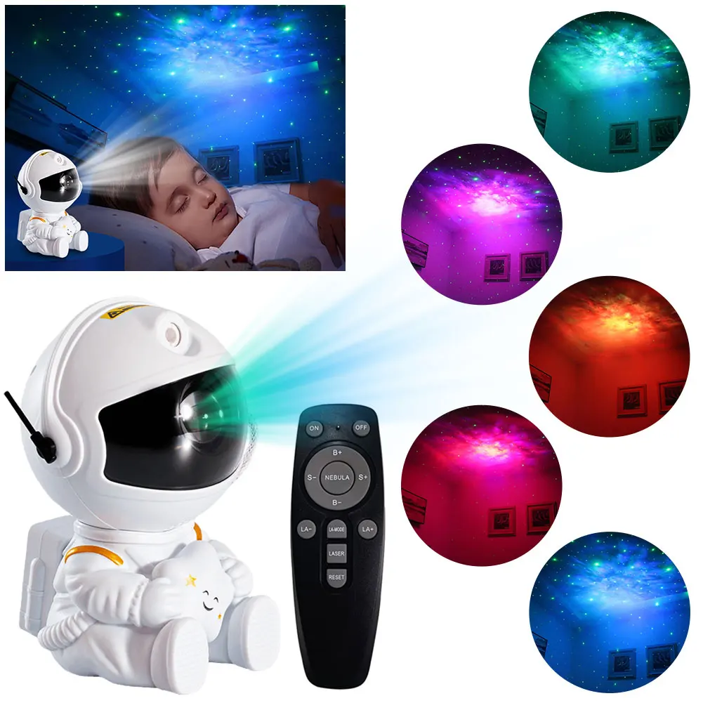 LED Astronaut Starry Galaxies Projector Remote Control Starry Sky Night Light Astronaut Projector Lamp for Home Bedroom Decor