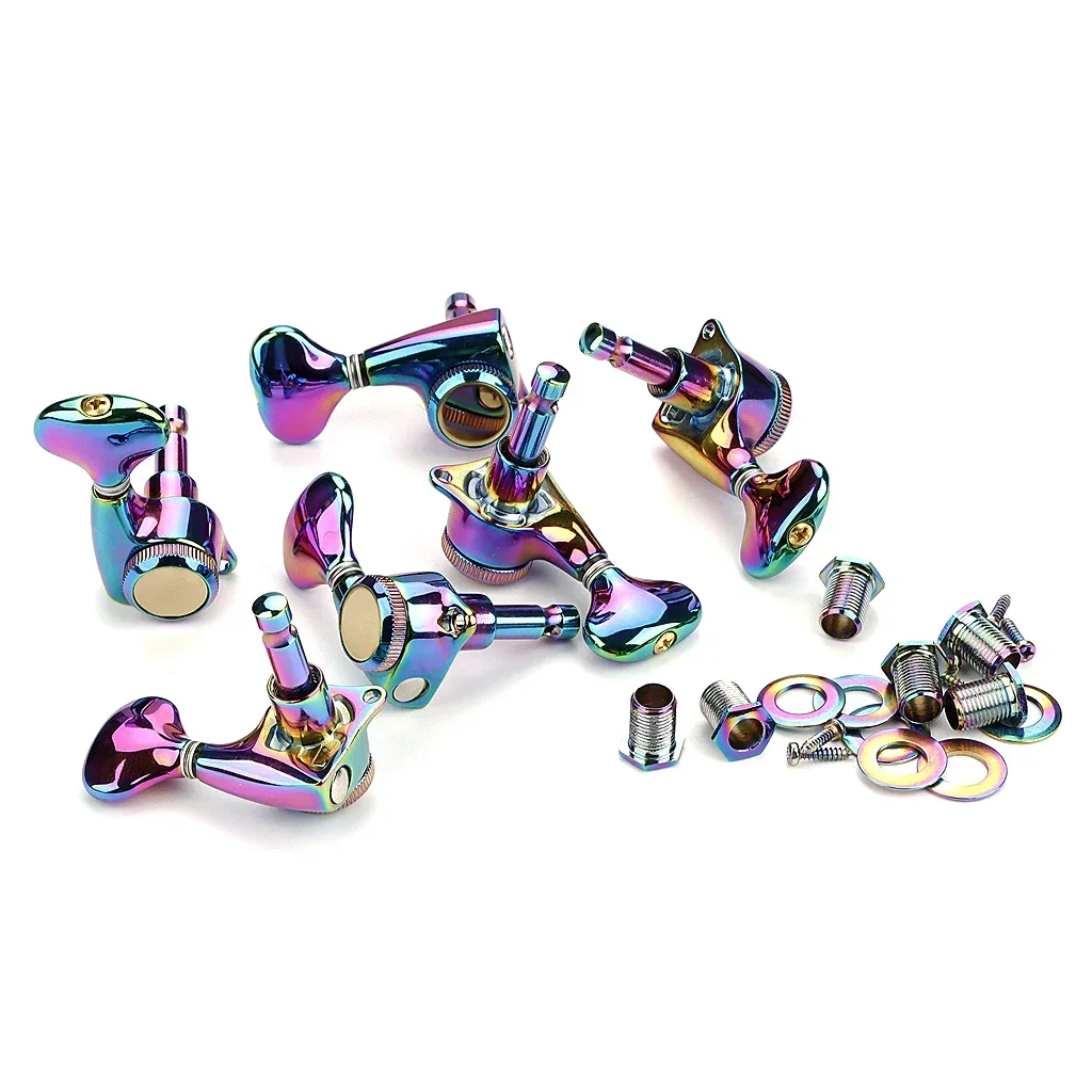 

Chameleon Color 3R3L Guitar Locking Tuners Set - Machine Heads for ST/TL/SG/LP with Lock String Tuning Key Pegs
