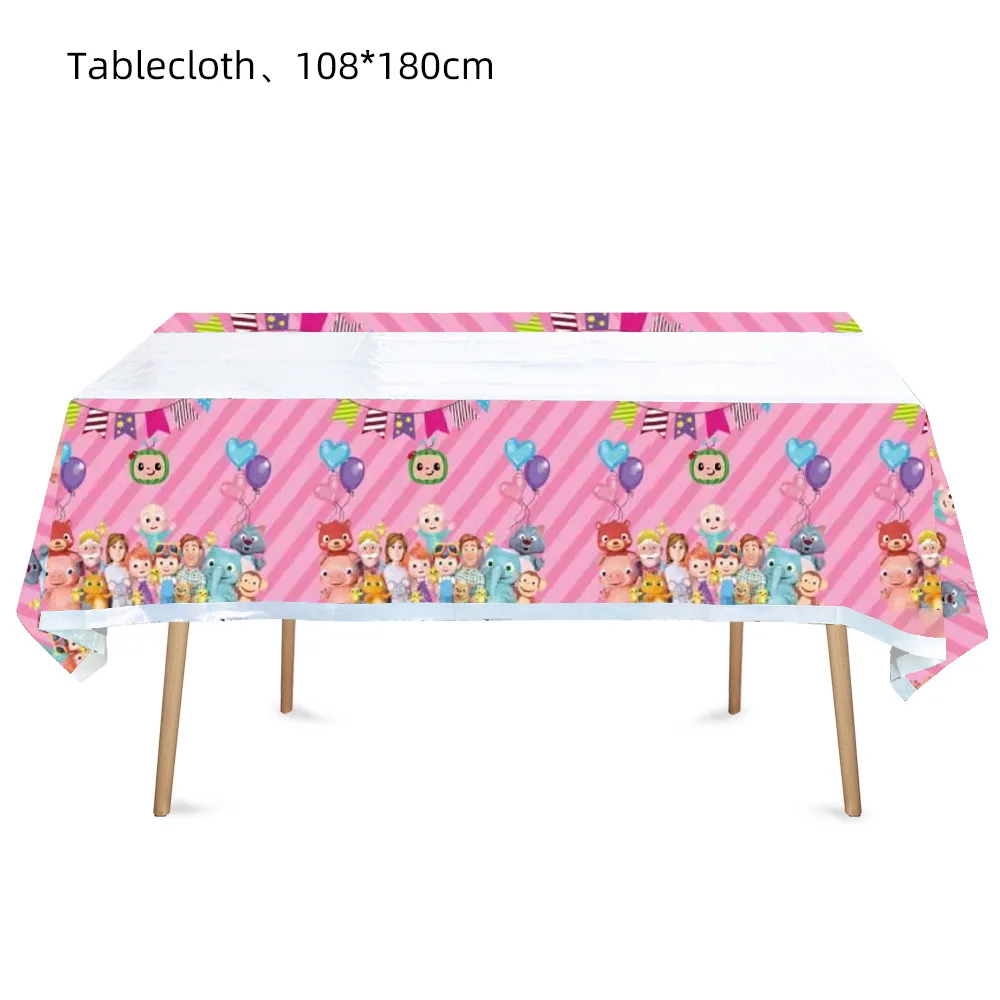 Cartoon Familie Cocomelon Happy Birthday Party Deko-Set Tischdecke Teller Becher Geschenk Ballon Kuchen-Set Kinder-Party-Zubehör – Detail 4
