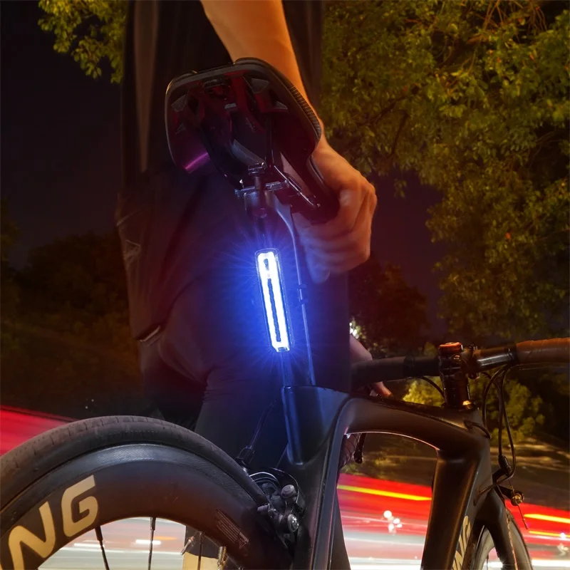 WEST BIKING Colorful Bicycle Tail Light Aluminum Alloy USB Rechargeable LED Light Bar Portable Helmet Rear Light Bike Accessorie