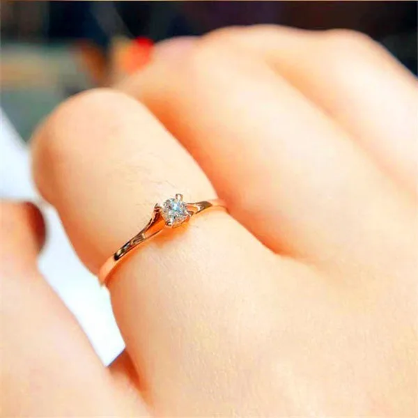 Milan Girl Crystal Zircon Ring Cute Small Silver Rose Gold Finger Ring Women\'s Commitment Engagement Simple Ring Fashion Jewelry