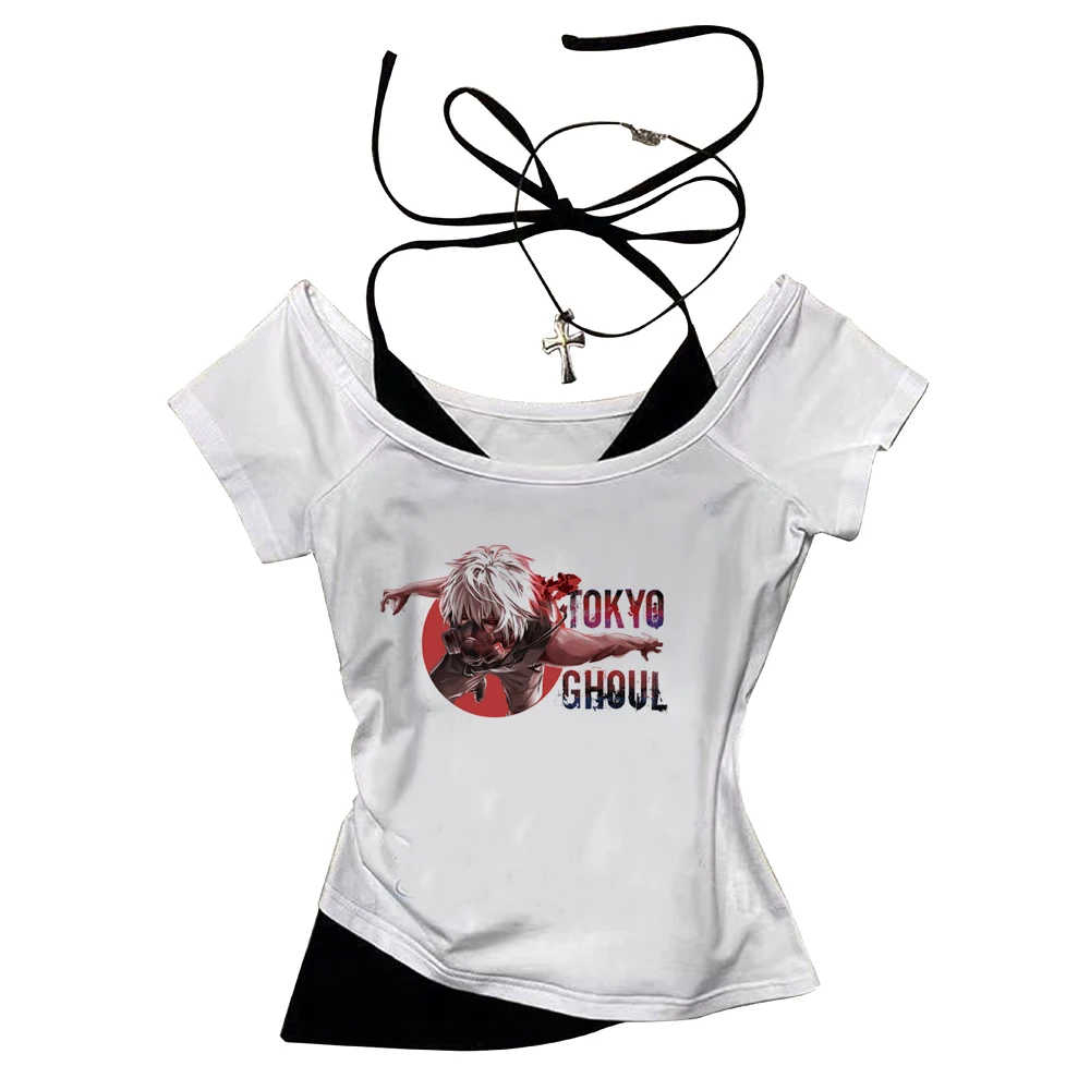 Tokyo Ghoul crop top female graphic cutecore party japan cheap t-shirt y2k anime cutecore