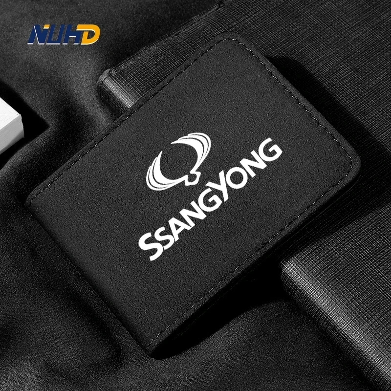 Suede Car Driving License Bag Card Credit Holder Purse Wallet Case Cover For Ssangyong Hyundai KIA Genesis Peugeot Renault DS MG