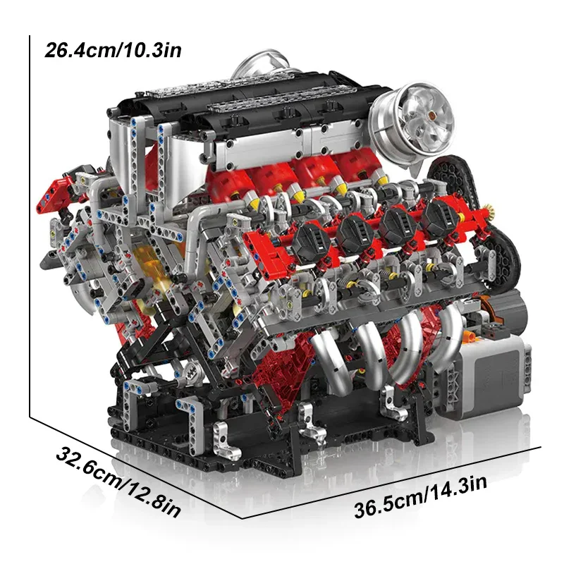 2718 PCS Technical Car Part MOC Building Block The F488 Supercar V8 Engine Set Assembly Brick Toys Model Kids Christmas Gift