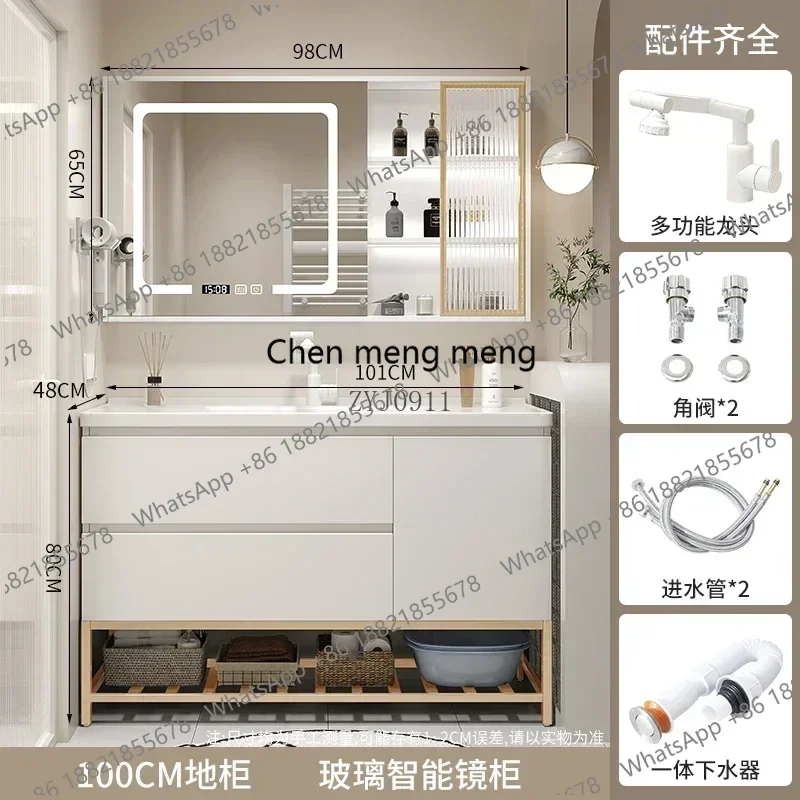 Rr armário de banheiro nórdico com combinação de pia de cerâmica conjunto moderno armário de chão lavatório laje de pedra uma bacia mão era