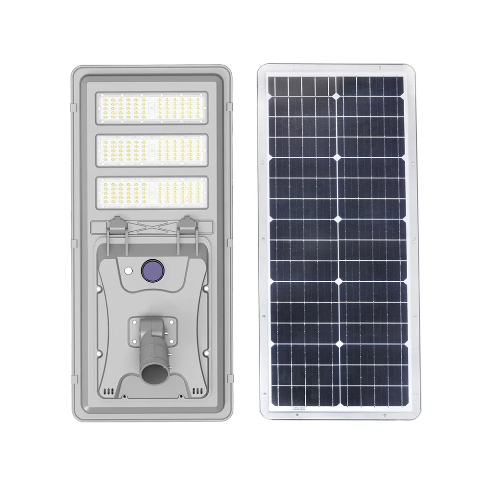 

USA Stock 200W Integrated Led Solar Street Light 60mm Angle Adjustable 12V/36AH Slipfitter Bracket