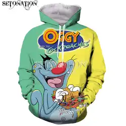 Oggy e gli scarafaggi moda maniche lunghe 3D possono personalizzare arriva stampa cerniera/felpe con cappuccio giacca/uomo/donna dropshipping