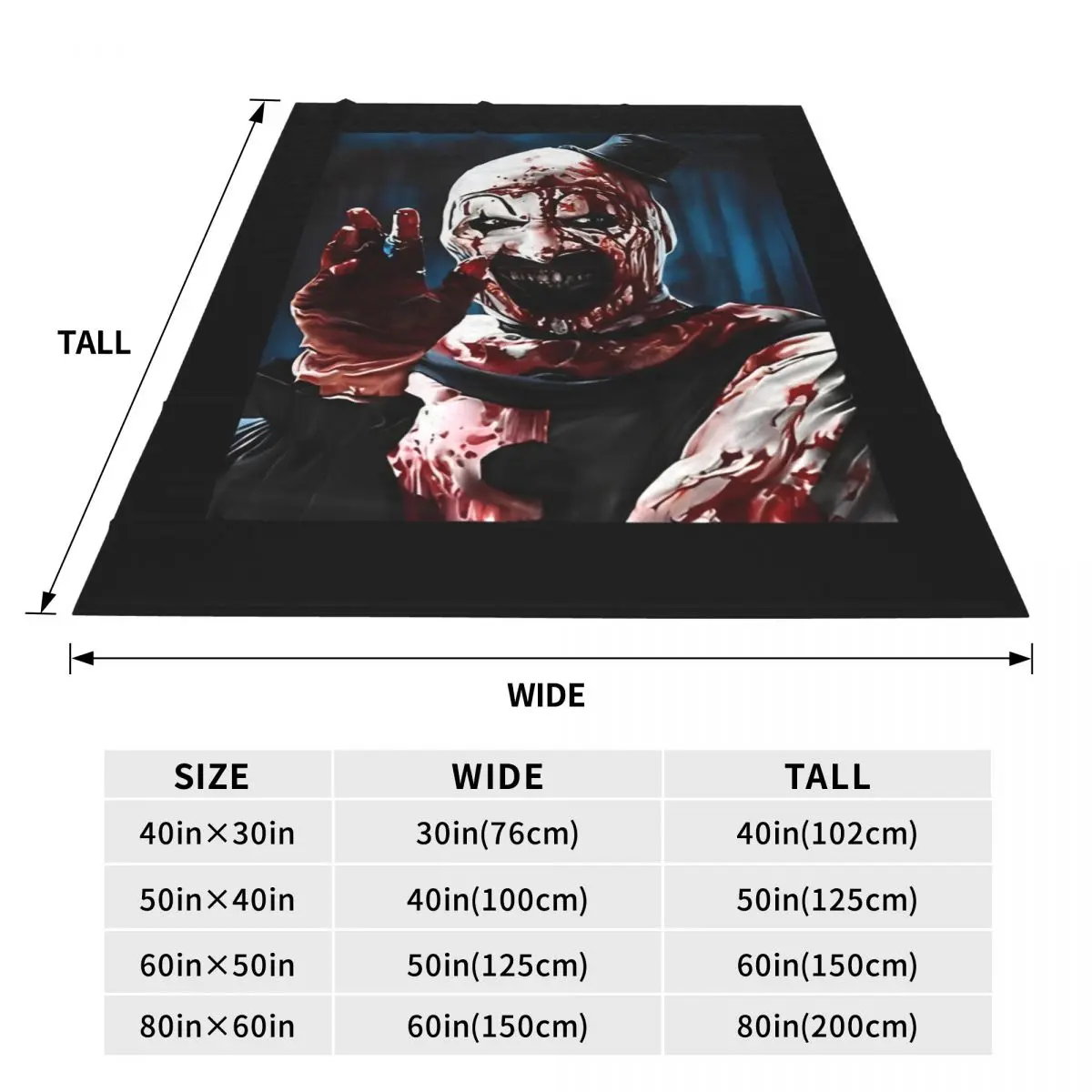 The Terrifier Art The Clown Flannel Blanket Warm Throw Blanket for Home Decor Travel Novelty Bedspread Sofa Bed Cover