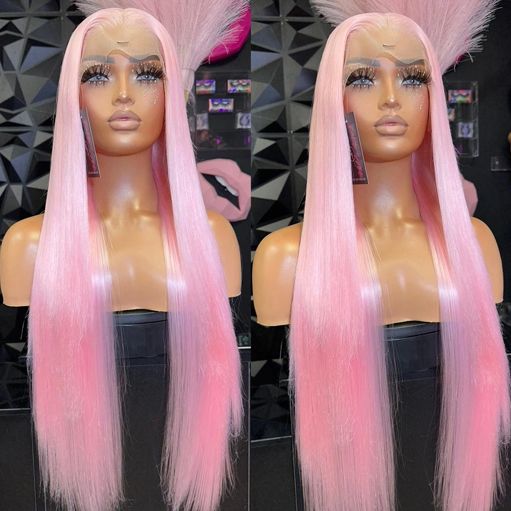 كاريزما وردي فاتح الاصطناعية الدانتيل شعر مستعار أمامي قبل قطعها شعري طويل حريري مستقيم الشعر الباروكات الأمامية للنساء الاستخدام اليومي #5