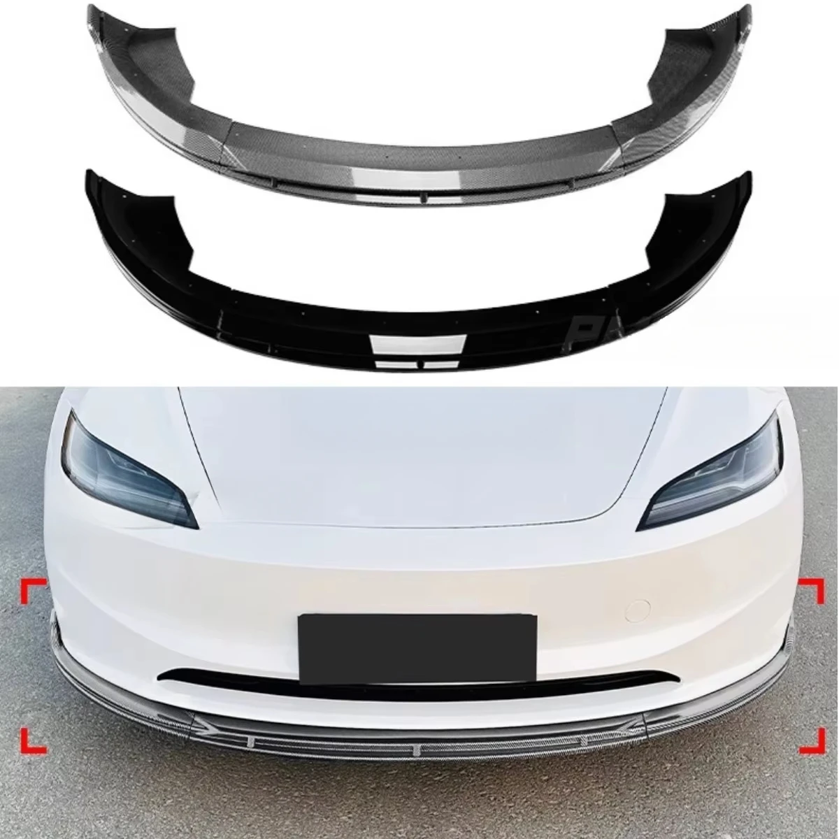 

For Tesla Model 3 2024+ Exterior Accessories Car Front Bumper Lip Splitter Diffuser Spoiler Bumper Protector Apron Body Kit