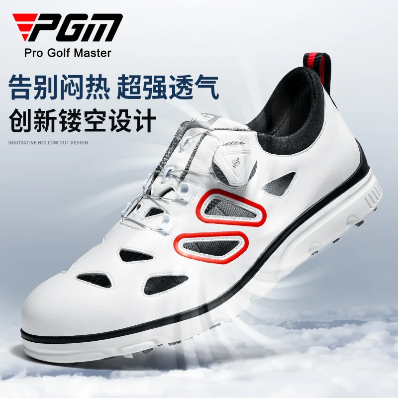 PGM Mens Golf Shoes Breathable Mesh Summer Cool Anti Slip Rubber Ultra Fiber Sports Shoes