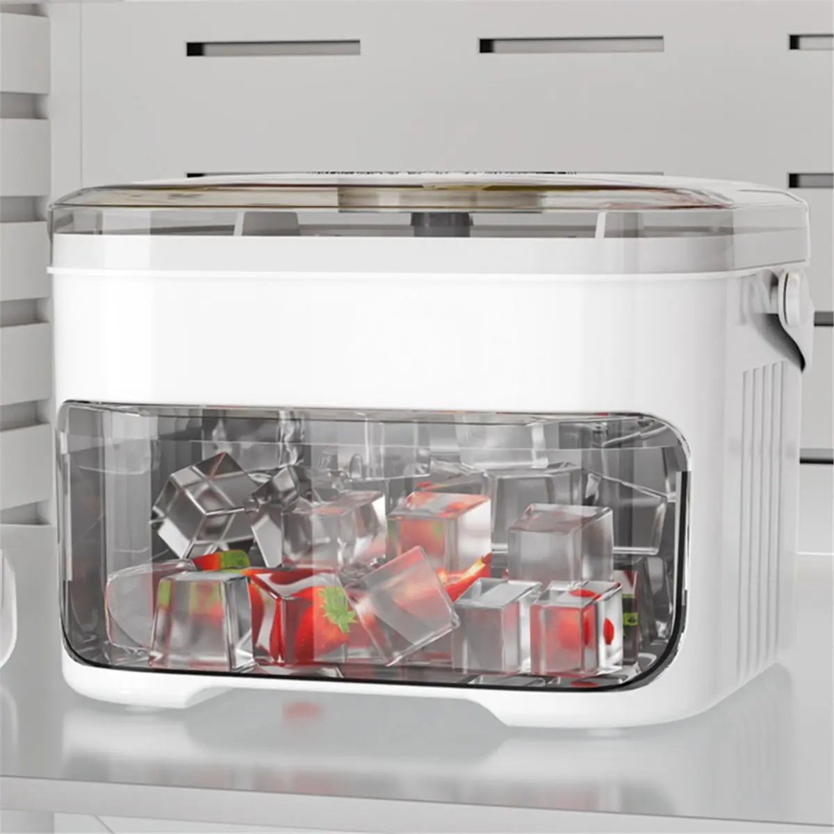 REST 50-Cube Ice Maker with Easy Press Cap, Double Layer Storage for Home Refrigeration