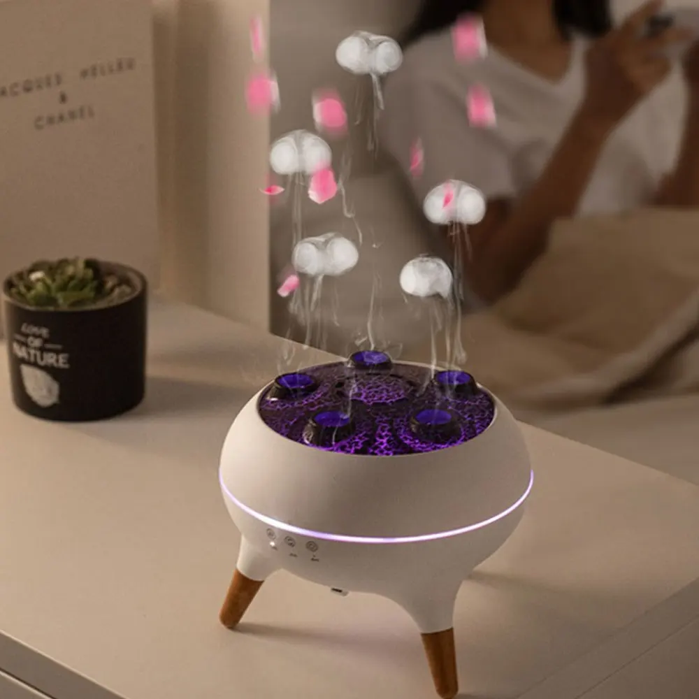 Dynamischer Quallen-Luftbefeuchter mit kühlem Nebel für Schlafzimmer, 28 dB, leiser