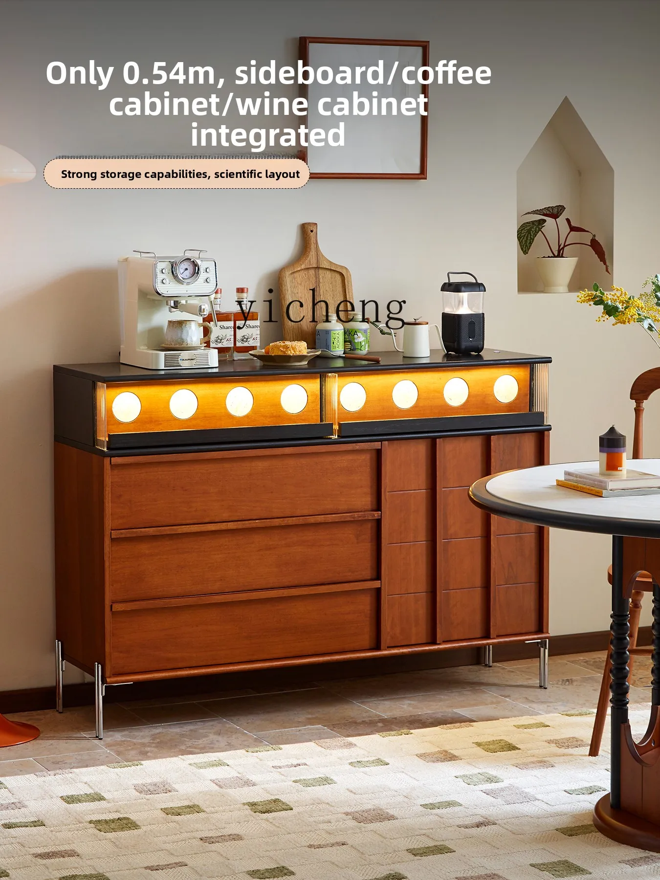 

LX solid wood chest of drawers medium and ancient style storage cabinet small dining side cabinet living room