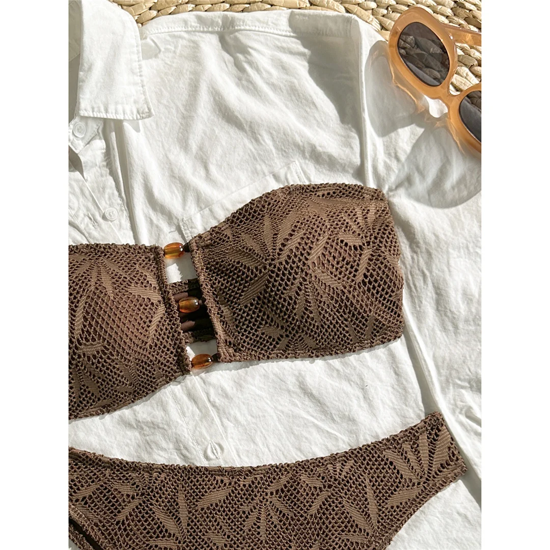 Sexy Cut-Out-Bandeau-Bikini, Damen-Badebekleidung, zweiteiliger Bikini, brasilianischer, gepolsterter Badeanzug, Badeanzug, Schwimmanzug V7959 – Detail 15