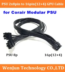 600W PCIE 5.0 12VHPWR PSU 2x8pin to 12+4p Power Cable For Corsair Modular Dual 8pin to 16p(12+4) PCIE Suppport RTX3090Ti RTX4090
