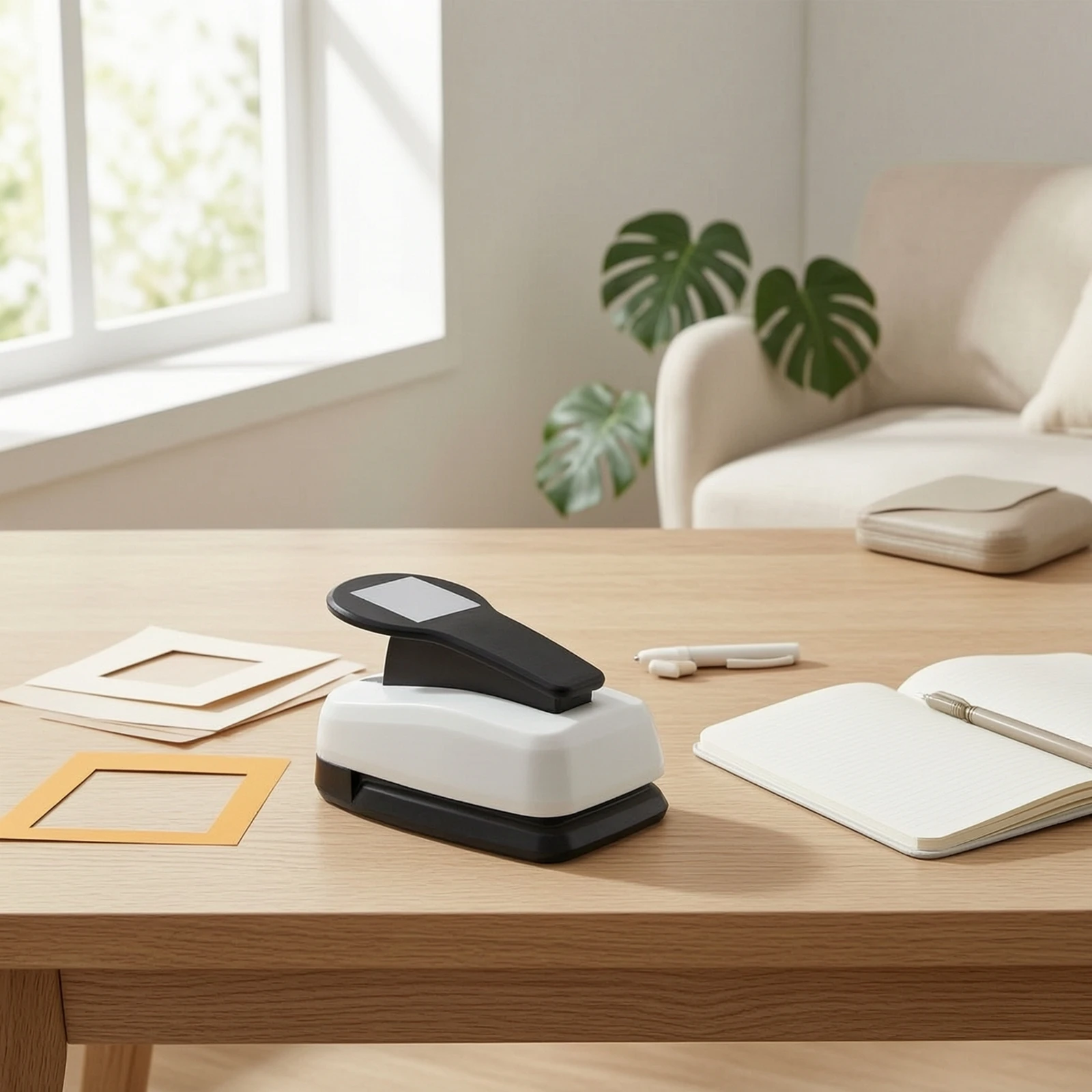 Paper Punch with Lever Compact Lever Punch Stamp Puncher Desktop Easy to Use for Crafters, Scrapbooking, Card Making