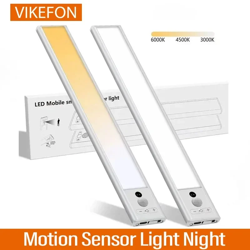 LED Motion Sensor Light Night Light Wireless USB Under Cabinet Light For Kitchen Cabinet Bedroom Wardrobe Sensor Indoor Lighting