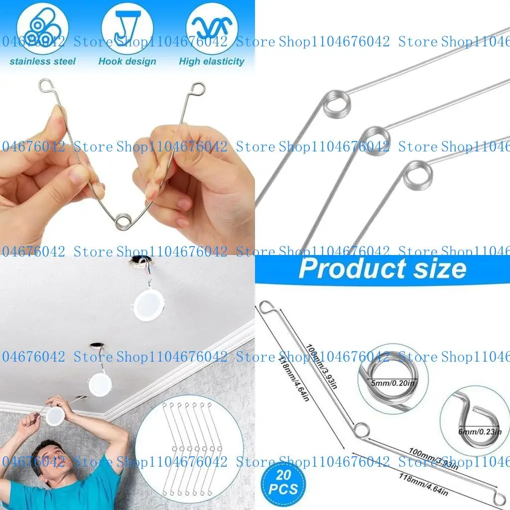 5ASD 20pcs مقطع زنبرك من الفولاذ المقاوم للصدأ لتركيب السقف وضوء الجدار الآمن