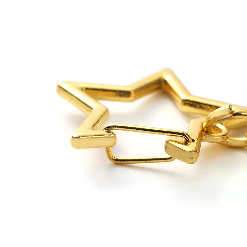 10pcs Star Pentagram Hollow Key Chain Key Ring DIY Accessories Lobster Clasp