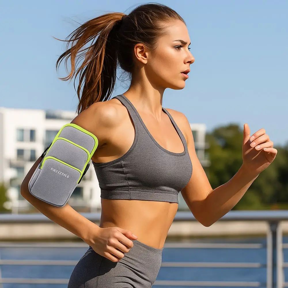 

Three Pockets Running Phone Bags Phone Holder Large Capacity Arm Band Pouch Neoprene Storage Bag Mobile Phone Arm Bag
