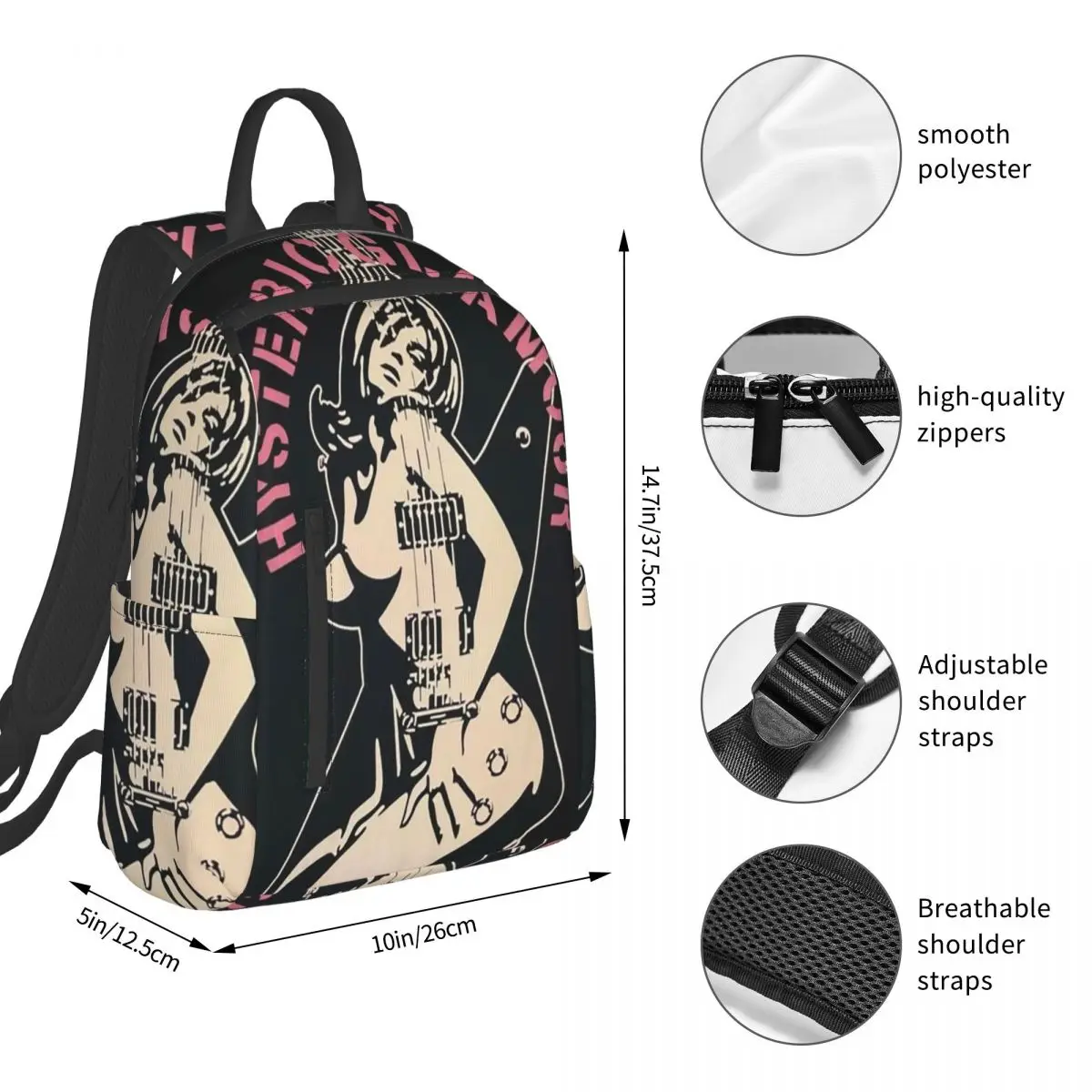Hysteric Glamour American Retro (10) Backpack Student BookBag Boys Girls School Bag Laptop Shoulder Bags Men Women