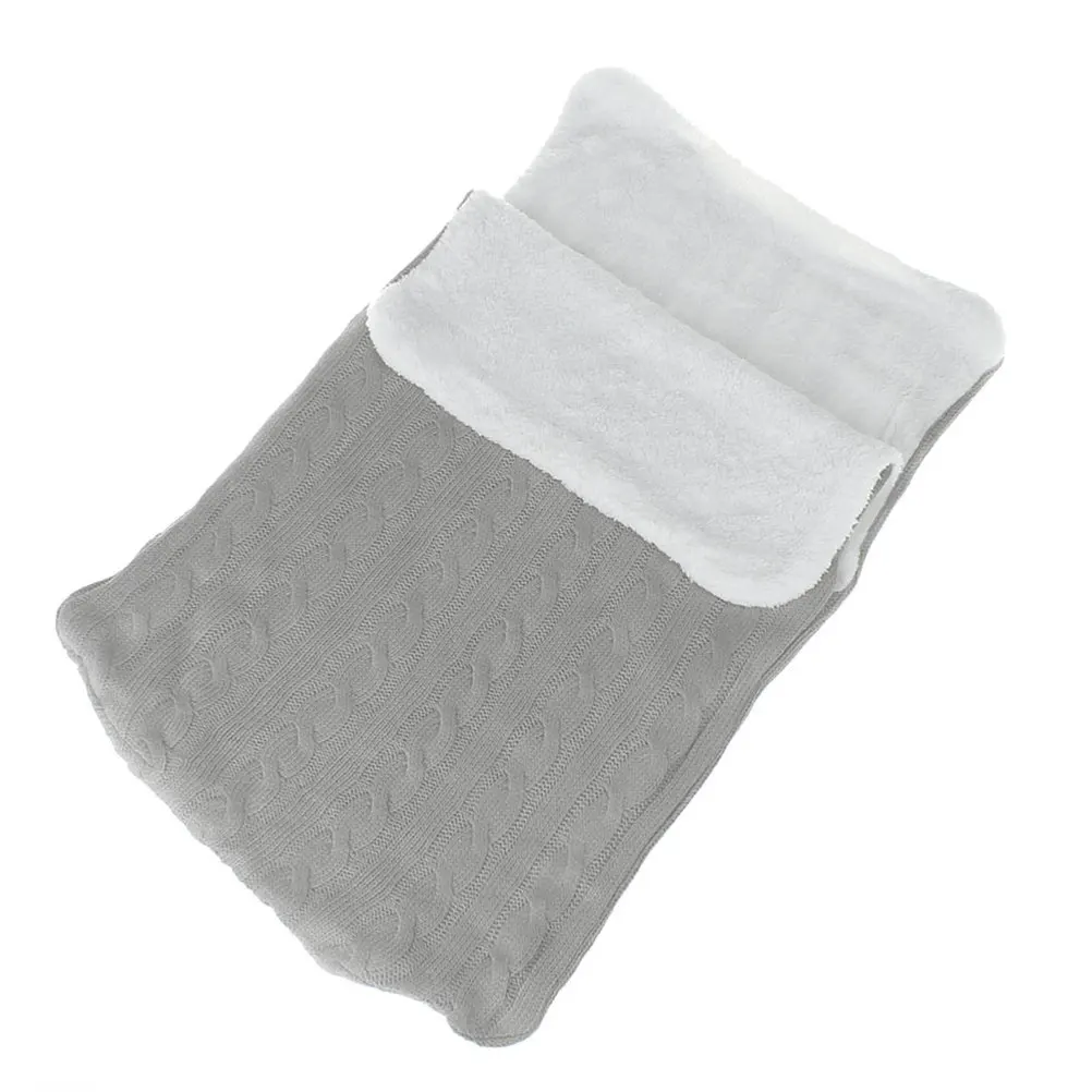 Baby Swaddle Sack Sleeping Bag Wrap Light Grey Knit Blanket Keep Warm for Newborn Stroller Travel Portable Soft Cozy