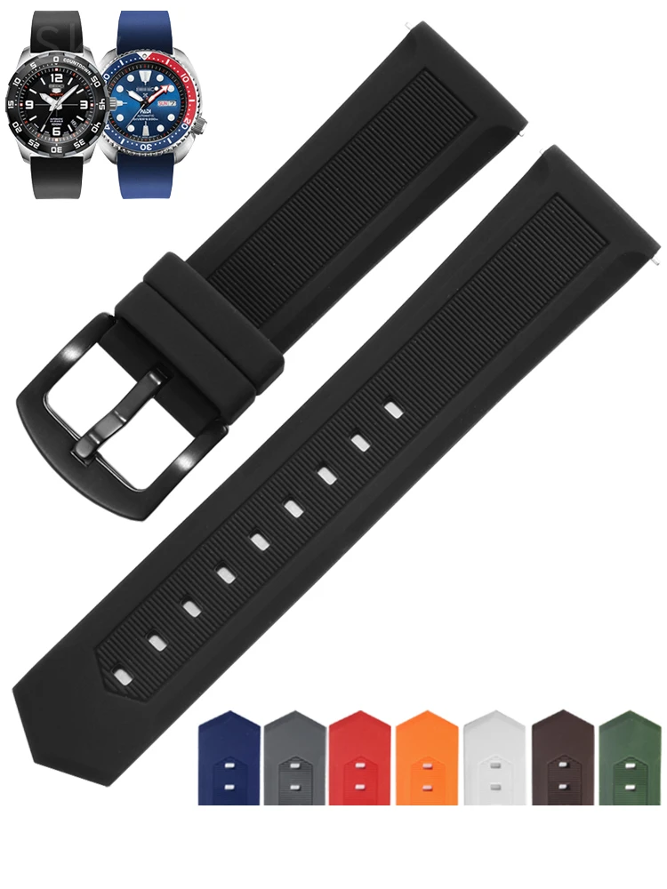 Waterproof Silicone Needle Buckle 22mm Watchband for TAG Heuer Longines Citizen Mido Seiko Breitling Orange Rubber Watch Strap view 3
