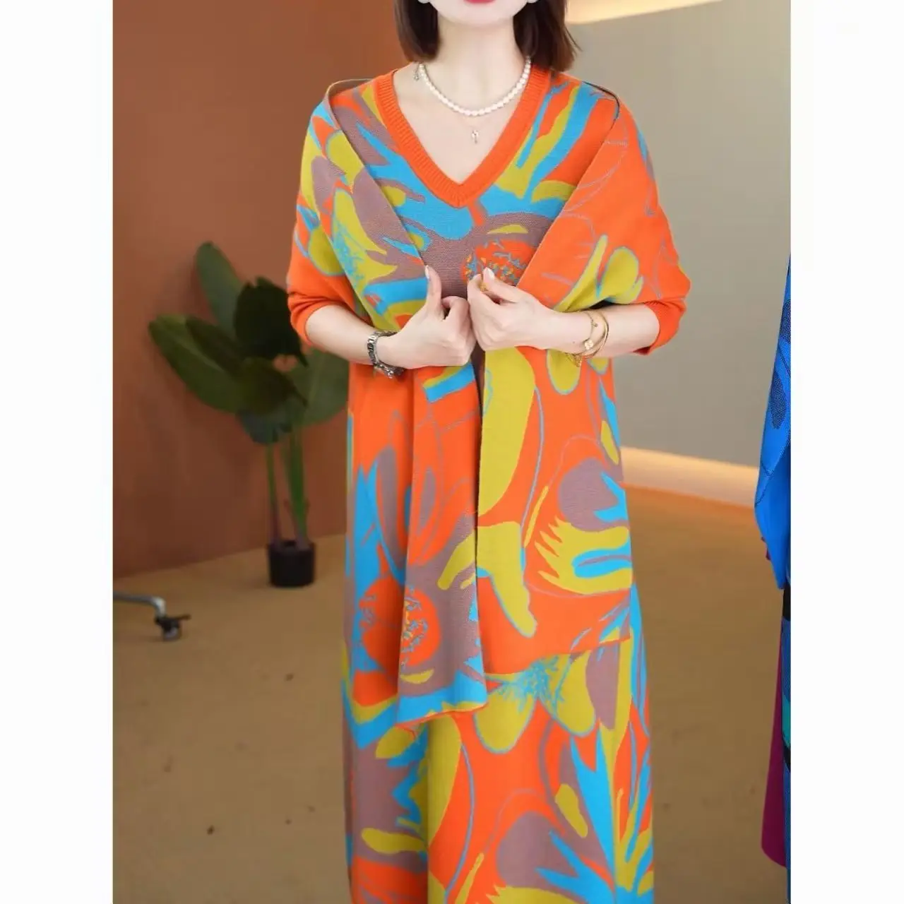 2025 우아한 바디콘 페스티벌 스웨터 여성용 한국 빈티지 럭셔리 프로모션 의류 가을 겨울 루즈 니트 플로럴 풀오버