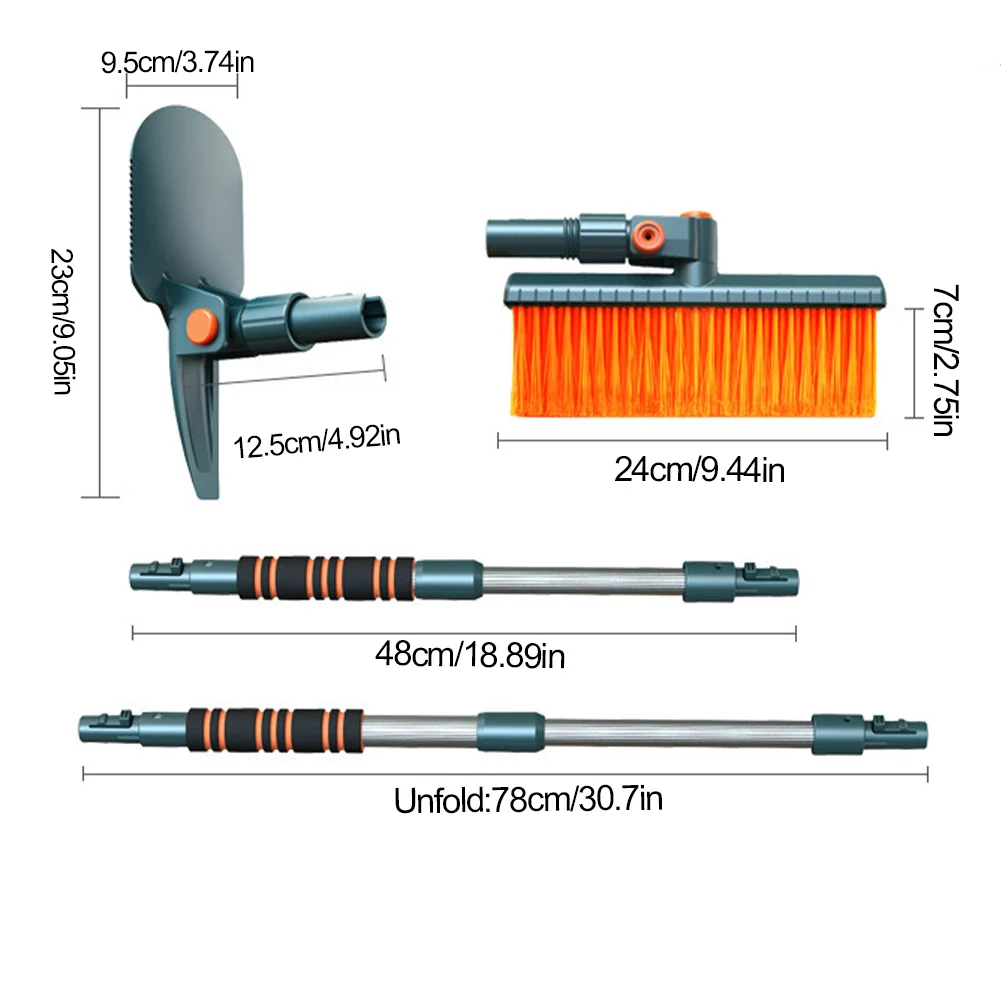 فرشاة الثلج القابلة للتمديد، مكشطة ثلج مريحة للسيارة، فرشاة إزالة الثلوج مع قبضة رغوة، أداة تنظيف الزجاج الأمامي للسيارة