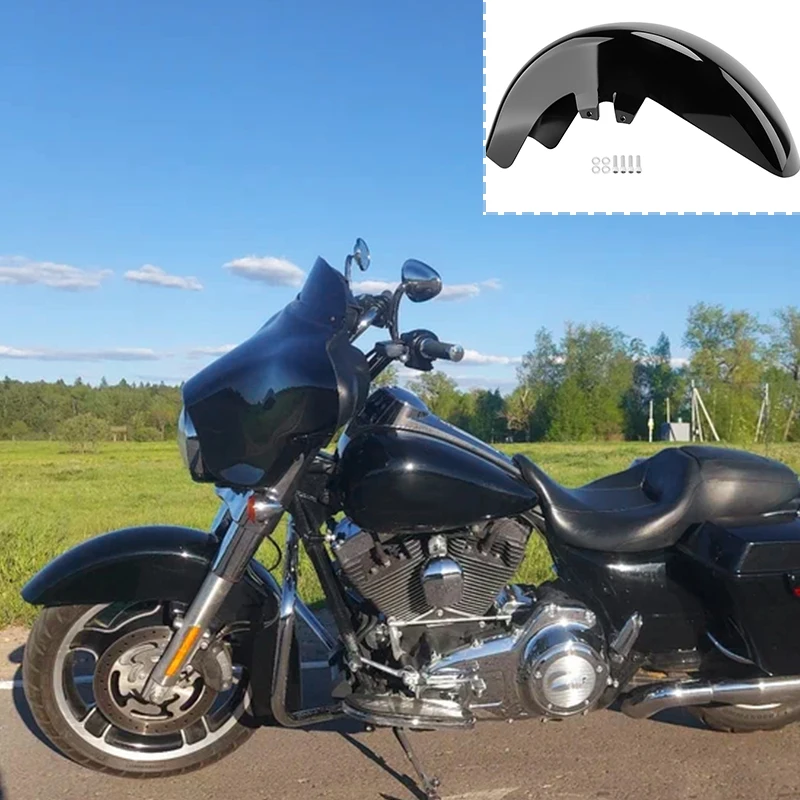 

Motorcycle Black Front Wheel Fender Mudguard For Harley Touring Electra Glide Road King 1989-2013 Fit 17"18"19"21" Tire