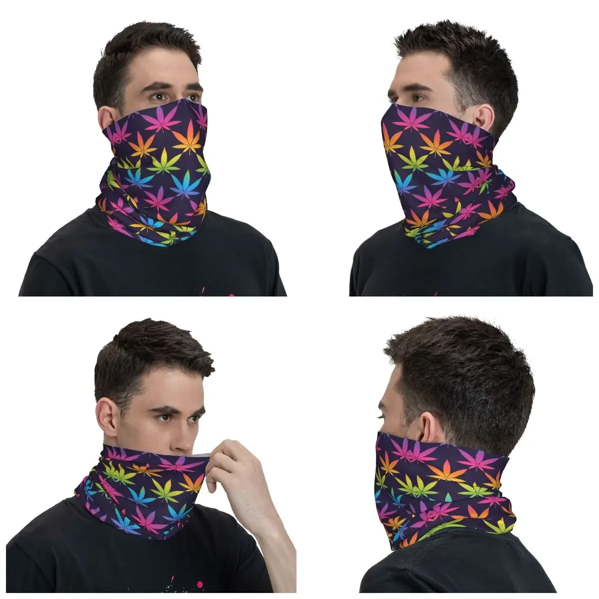 Leaf Plant Bandana Neck Cover Printed Colorful Rainbow Gradient  Leaves Face Scarf Warm Headband Sprots Winter